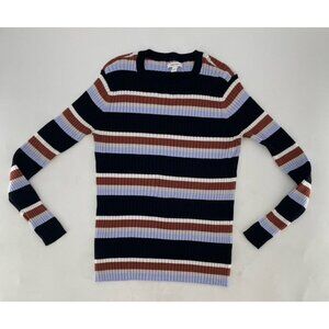 Nine West Women's Ribbed Striped Crew Neck Long Sleeve Pullover Sweater Size XXL